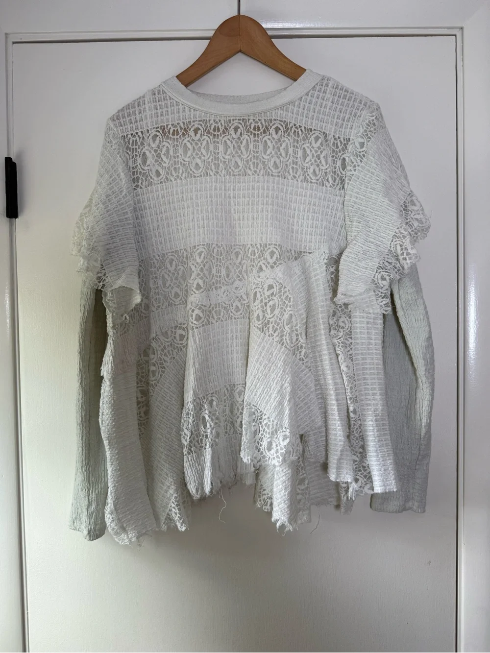 Free People Snowfall Tunic Top Lacy Romantic Soft Girl Boho Chic Coquette Airy